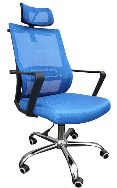 Кресло для персонала "Дакар" хром, с подголовником - Вид 1