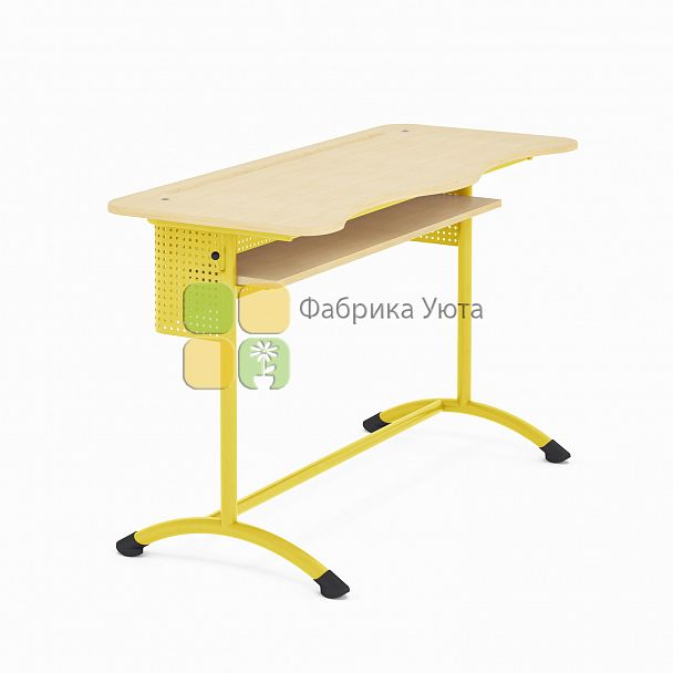 Парта двухместная ЭКСТРА (Р) с полкой и перф. экраном рег., без наклона (4-6 гр) - Вид 2