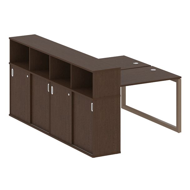 Metal System Quattro Р. ст. с шкафом-купе на О-образном м/к 50БО.РС-СШК-4.2 Т Венге/Мокко металл 1610*2332*1098 - Вид 1