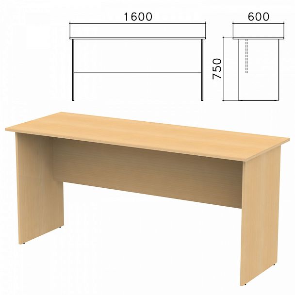 Стол письменный "Канц", 1600х600х750 мм, цвет бук невский, СК20.10 - Вид 1