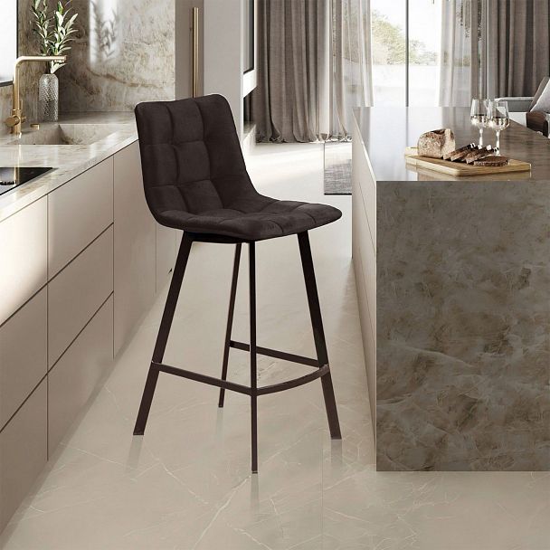 Стул полубарный UNO, бархат антрацит 14 / чёрный профиль - Вид 7