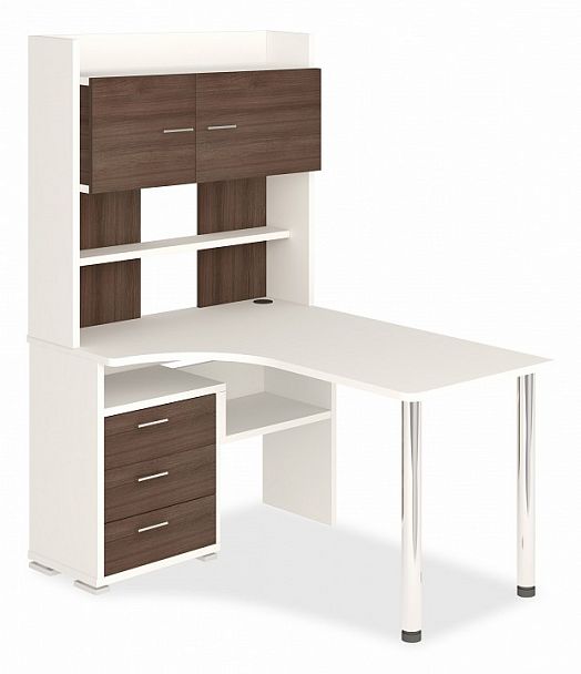 Стол компьютерный Домино СР-133 Белый/Шамони левый - Вид 1