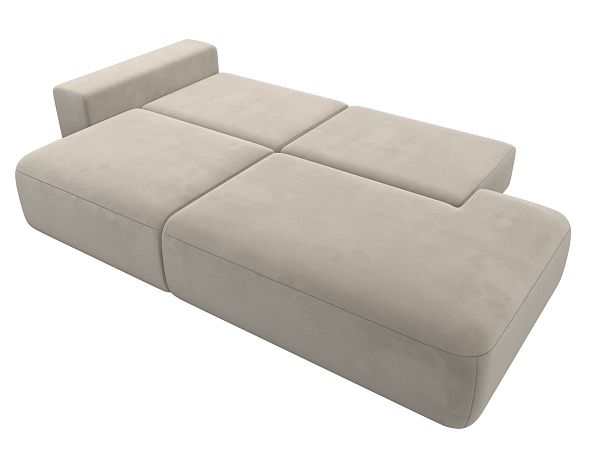 Диван прямой Лига-036 Модерн подлокотник слева Микровельвет бежевый - Вид 9