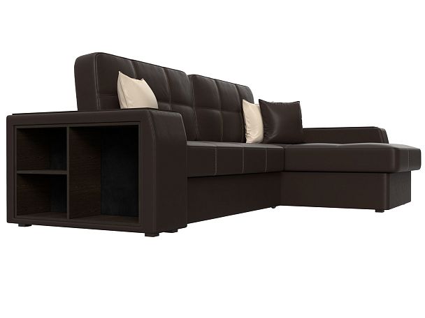 Угловой диван Брюссель правый (полностью экокожа коричневая) - Вид 3