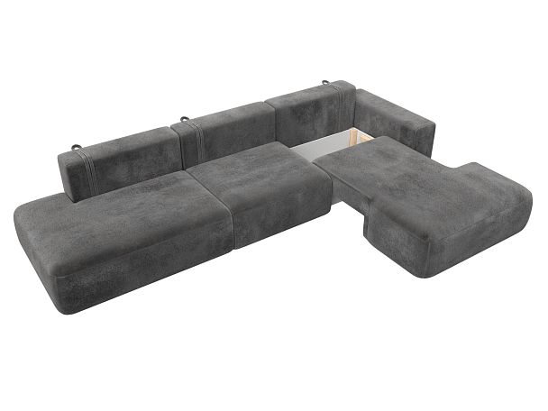 Диван угловой Лига-036 НПБ Модерн Лонг правый угол Велюр серый - Вид 7