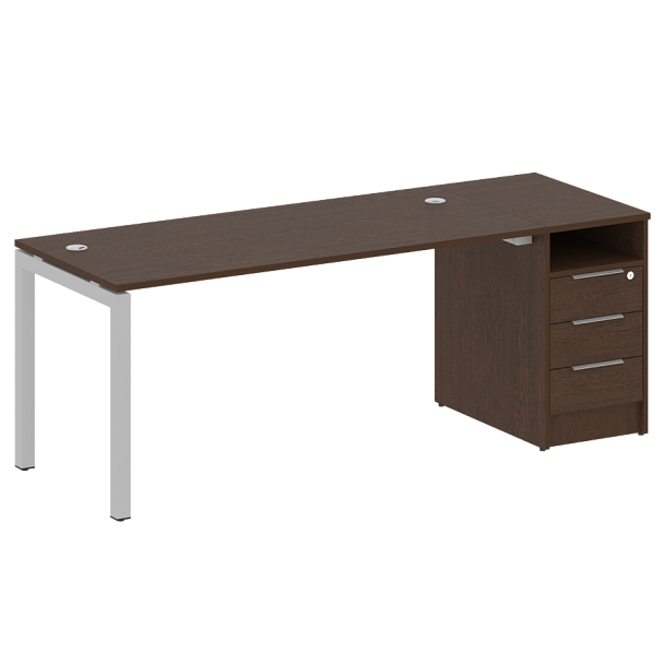 Metal System Quattro Р. ст. с тумбой на П-образном м/к 50БП.РС-СТП-1.4 Венге/Серый металл 2012*720*750 - Вид 1