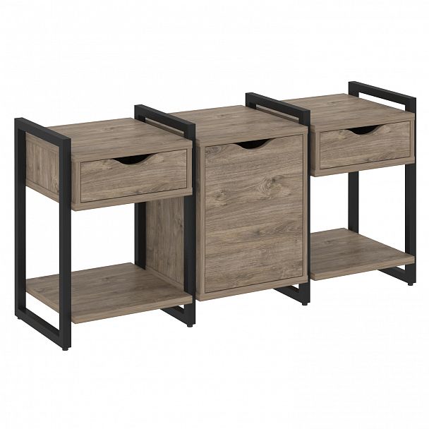 Тумба на опорах наборная "Loft" VR.L-TN-6.O тиквуд темный/черный - Вид 1