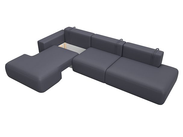 Диван угловой Лига-036 НПБ Модерн Лонг левый угол Экокожа серый - Вид 7