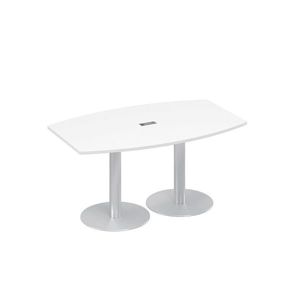 Стол 160x100 фигурный на опорах-колоннах для переговоров A4 А4 ХР 111 белый премиум - Вид 1