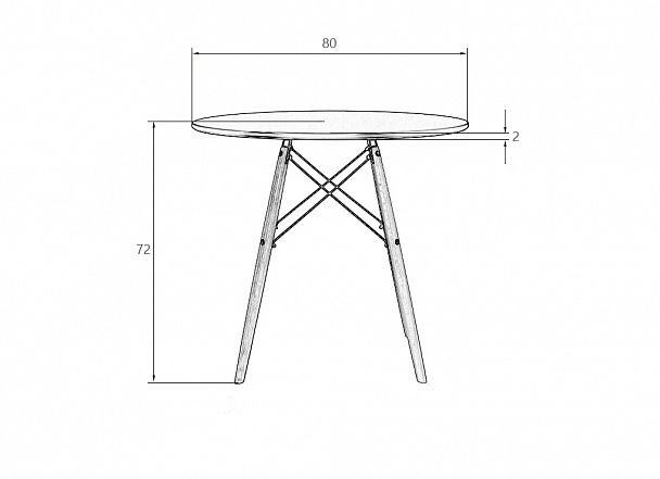 Стол обеденный DOBRIN CHELSEA`80 BLACK (столешница белая, основание черное) - Вид 7