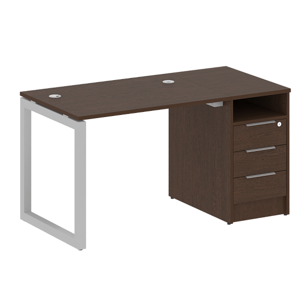 Metal System Quattro Р. ст. с тумбой на О-образном м/к 50БО.РС-СТП-1.1 Венге/Серый металл 1412*720*750 - Вид 1