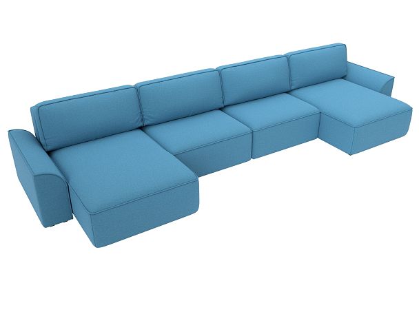 Диван п-образный Лига-048 НПБ лонг Рогожка голубой - Вид 6