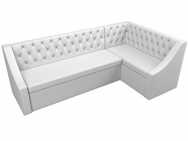 Кухонный угловой диван Мерлин правый (полностью экокожа белая) - Вид 5