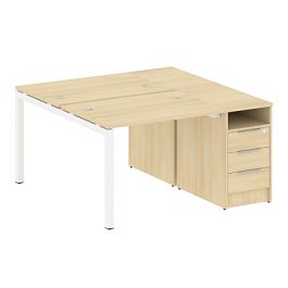 Metal System Quattro Р. ст. с тумбой на П-образном м/к 50БП.РС-СТП-2.1 Акация/Белый металл 1412*1475*750 - Фото предпросмотра