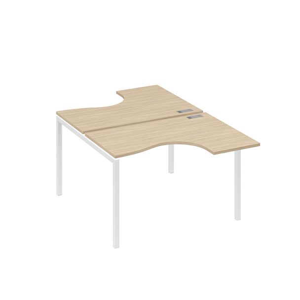 Рабочая станция столы Классика (2х120) каркас DUE A4 А4 Б2 180 БП дуб скандинавский / металлокаркас белый - Вид 1