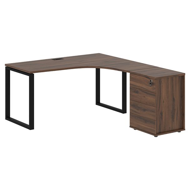 Стол эргономичный с тумбой EQCET 1518(R) Дуб Денвер тёмный/Черный 1560х1880х750 EDIS - Вид 1