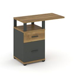 Concept Тумба приставная узкая 1 ящ.+1 распаш. фасад с надставкой широкой CN.TUS-004 W Сандал Янтарный/Антрацит/Металл Антрацит 836*420*750 - Фото предпросмотра