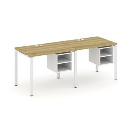 Concept Рабочая станция односторонняя с подвес. тумбами 2 места CN.ORS-105 Дуб Винченцо/Белый Бриллиант/Металл Белый 1960*720*750 - Фото предпросмотра