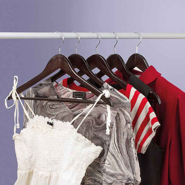 Вешалки-плечики, размер 48-50, КОМПЛЕКТ 5 шт., дерево, перекладина, цвет шоколад, BRABIX "Стандарт", 601162 - Вид 9