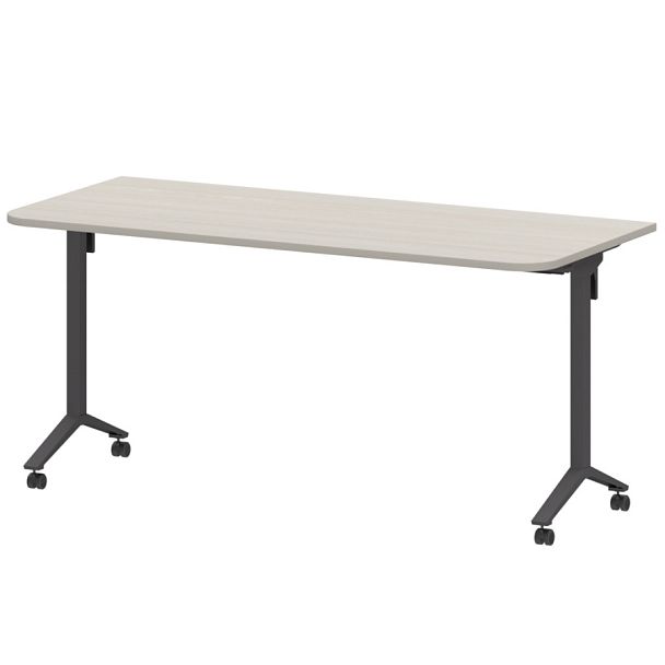 Стол мобильный складной радиусный МБ22-160.70Р Ясень шимо/Антрацит 1600x700x750 Моби - Вид 1