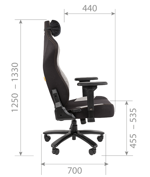 Кресло CHAIRMAN CH30, ткань, черный/серый - Вид 5