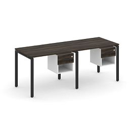 Concept Рабочая станция односторонняя с подвес. тумбами 2 места CN.ORS-117 W Дуб Мали/Белый Бриллиант/Металл Черный 1960*720*750 - Фото предпросмотра