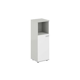 Шкаф средний с нишей 400х400х1200, 1 дв., з.ст HDF, левый / корпус: серый бархат; фасад: белый Сигма / Sigma - Фото предпросмотра