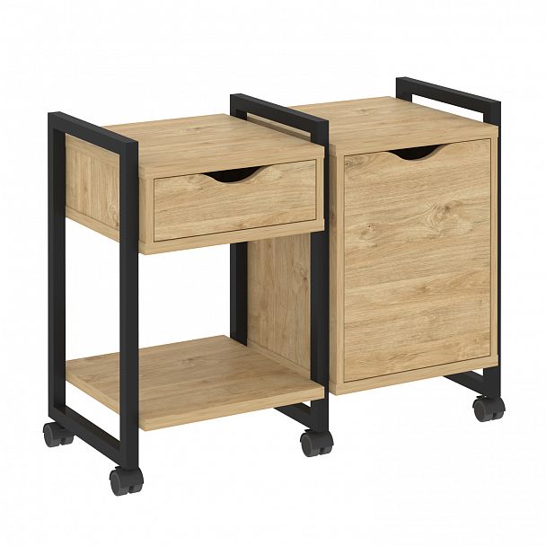 Тумба на колесах наборная "Loft" VR.L-TN-3.K тиквуд светлый/черный - Вид 1