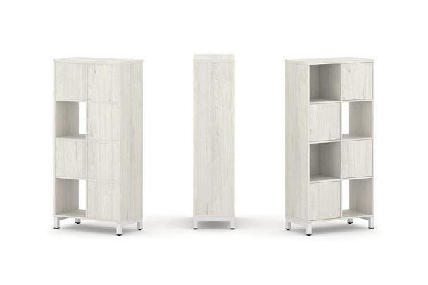 Стайл Проджект Набор стеллажа 1 сторон., 4 яр. SN.NS-421 Дуб Наварра/Металл Белый 754*400*1615 - Вид 1