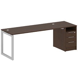 Metal System Quattro Р. ст. с тумбой на О-образном м/к 50БО.РС-СТП-1.5 Венге/Серый металл 2212*720*750 - Фото предпросмотра