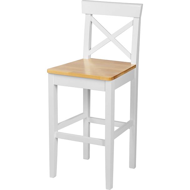 Комплект деревянных полубарных стульев с жестким сиденьем Бергольф Белый/Натуральный, 3 шт. - Вид 1
