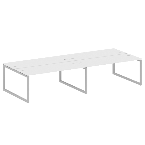 Metal System Quattro Р. ст. на 4 раб. места на О-образном м/к 50БО.СМ-4.5 Белый/Серый металл 3600*1475*750 - Вид 1