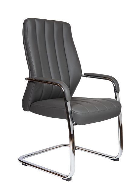 Кресло офисное / Madrid CF-Grey / алюминиевая  база / серая экокожа - Вид 1