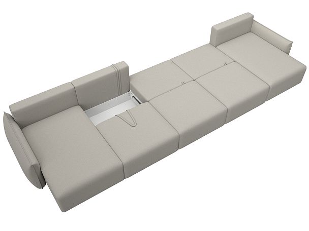 Диван п-образный Лига-051 НПБ МегаЛонг Рогожка бежевый - Вид 9