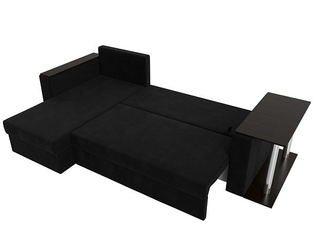 Угловой диван Атланта Лайт левый (полностью микровельвет черный) - Вид 8