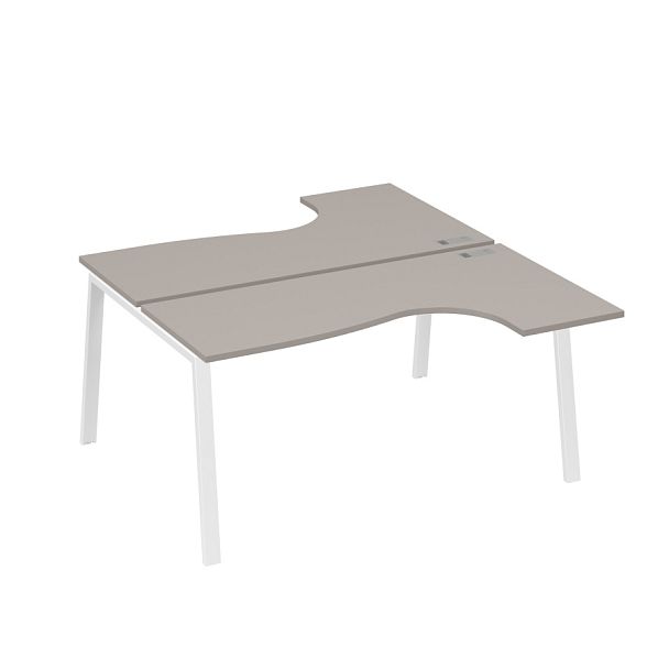 Рабочая станция на опорах TRE (2х160) столы Классика A4 А4 Б3 182  БП мокко премиум / металлокаркас белый - Вид 1