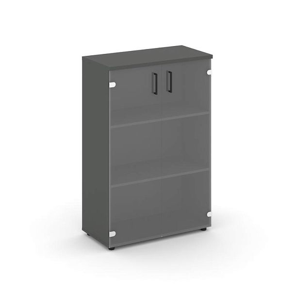 Стайл Проджект Шкаф средний широкий SN.STS-205 Антрацит/Прозрачный/Черный Ручки 796*400*1203 - Вид 1