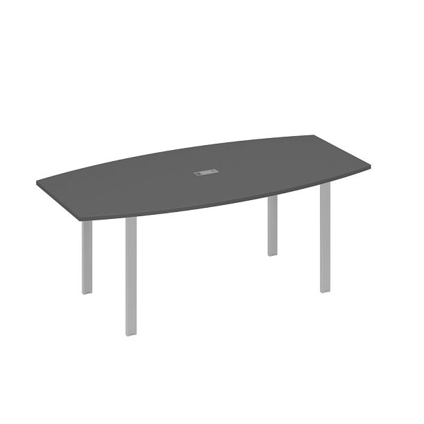 Стол 200x100 для переговоров фигурный на опорах UNO A4 А4 Б1 113 БП антрацит премиум / металлокаркас серый - Вид 1