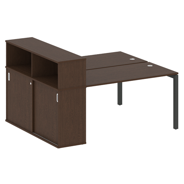 Metal System Quattro Р. ст. с шкафом-купе на П-образном м/к 50БП.РС-СШК-2.3 Т Венге/Антрацит металл 1810*1475*1098 - Вид 1