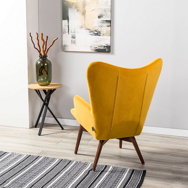 Кресло Хайбэк желтый/т.орех - Вид 12