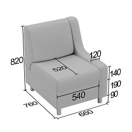 (kle9-kp1) Кресельная секция Клерк 9 с одним подлокотником - Фото предпросмотра