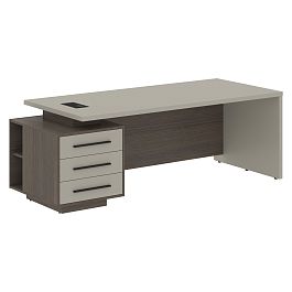 Стол руководителя с тумбой VCT 2290(L) Аметист/Черный матовый/Дуб Сильвер 2200х900х750 VELION - Фото предпросмотра