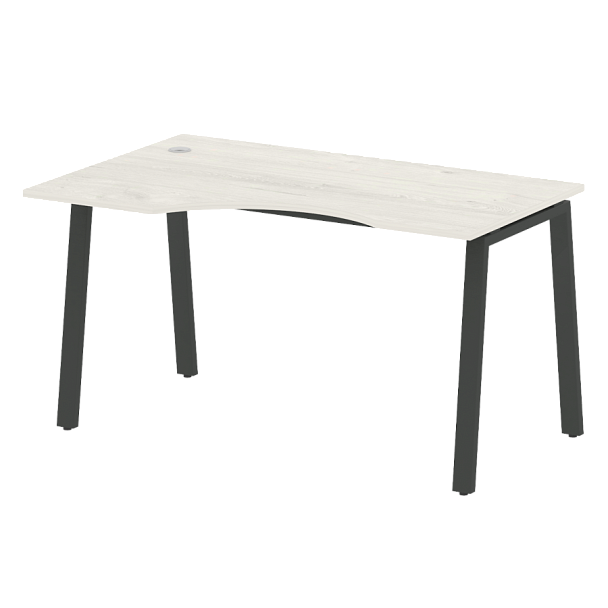 Metal System Стол криволинейный левый на А-образном м/к БА.СА-2 (L) Дуб наварра/Антрацит металл 1400*900*750 - Вид 1