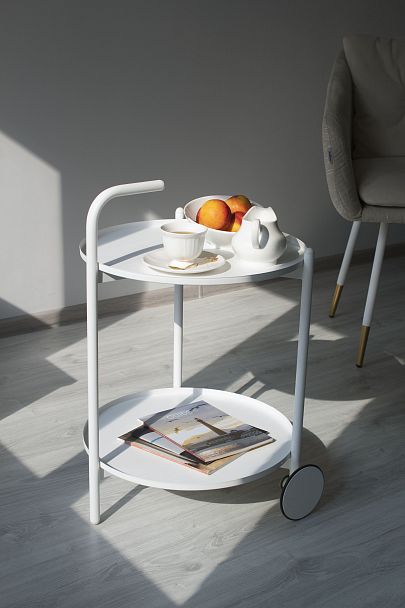 Сервировочный столик Sheffilton SHT-CT60 белый муар/белый - Вид 6