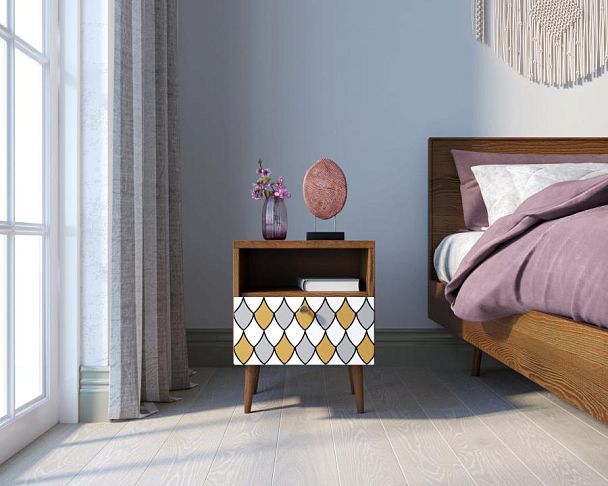 Тумбочка Berber с одним ящиком 22 принт арт BB06/Print_22, разноцветная - Вид 2