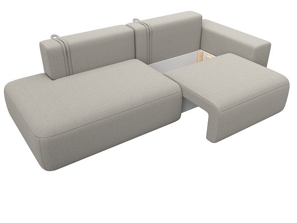 Диван прямой Лига-036 НПБ Модерн подлокотник справа Рогожка бежевый - Вид 7