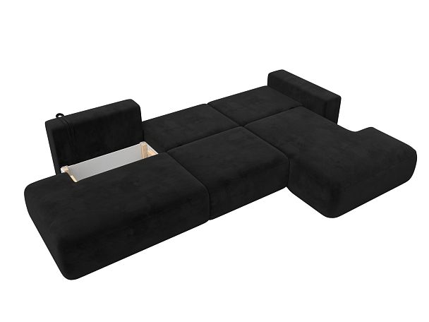 Диван угловой Лига-036 Модерн Лонг правый угол Велюр черный - Вид 9