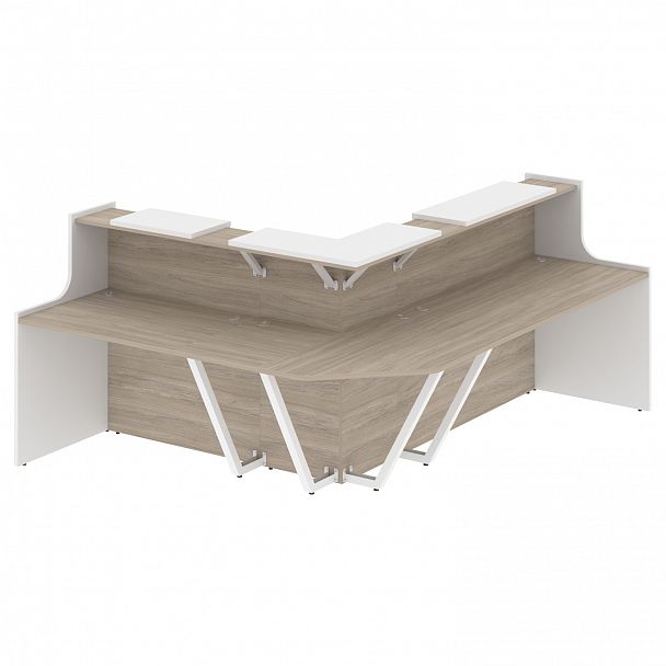 Ресепшн Г-образный "Onix" O.R-K-32 дуб аттик/белый - Вид 1