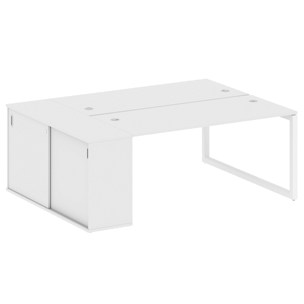 Metal System Quattro Р. ст. с шкафом-купе на О-образном м/к 50БО.РС-СШК-1.4 Т Белый/Белый металл 2010*1475*750 - Вид 1