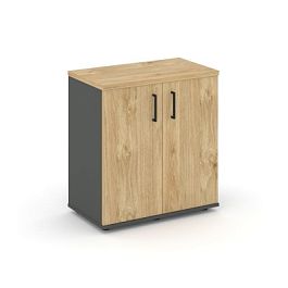 Стайл Проджект Тумба опорная/приставная SN.TOP-032 Антрацит/Тиквуд Светлый/Черный Ручки 700*400*750 - Фото предпросмотра